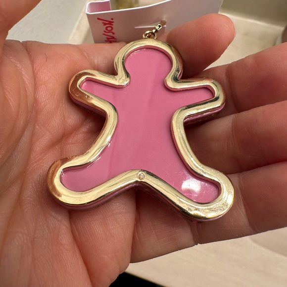 Betsey Johnson pink gingerbread man with earrings. Nwt with bonus gift - Picture 2 of 6